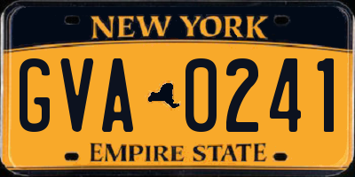 NY license plate GVA0241
