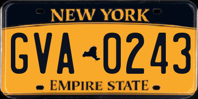 NY license plate GVA0243