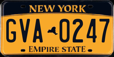 NY license plate GVA0247