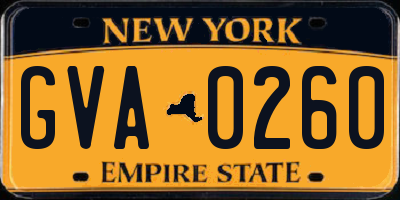 NY license plate GVA0260
