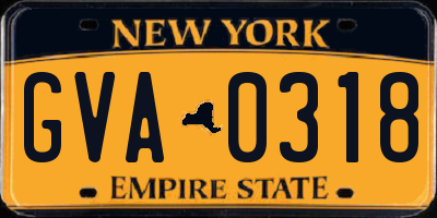 NY license plate GVA0318