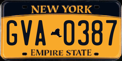 NY license plate GVA0387
