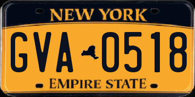 NY license plate GVA0518