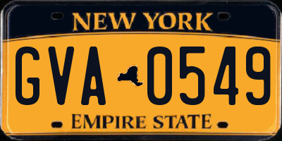 NY license plate GVA0549