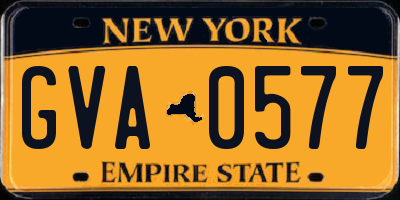 NY license plate GVA0577