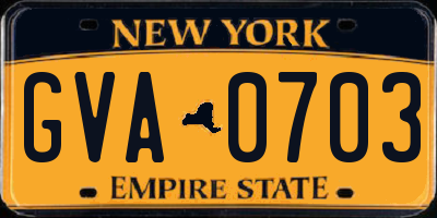 NY license plate GVA0703