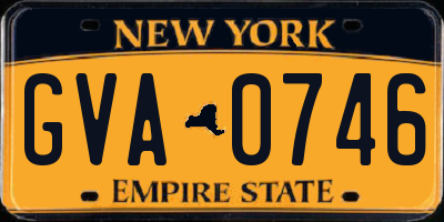 NY license plate GVA0746
