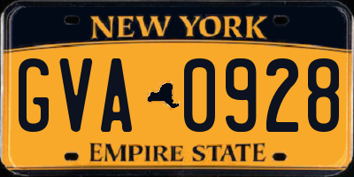 NY license plate GVA0928