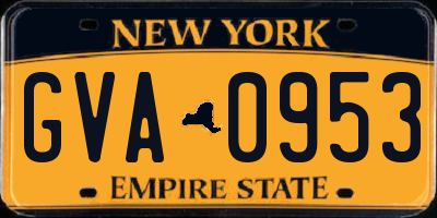 NY license plate GVA0953