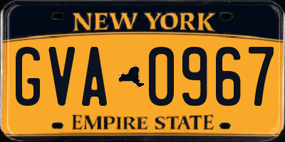 NY license plate GVA0967