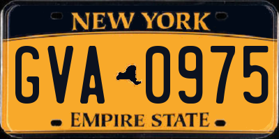 NY license plate GVA0975