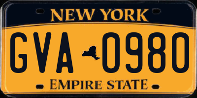 NY license plate GVA0980