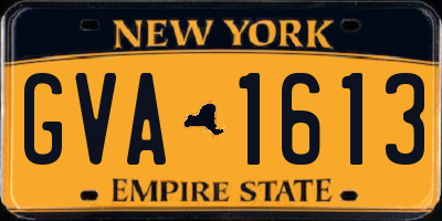 NY license plate GVA1613