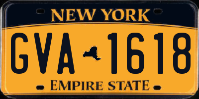 NY license plate GVA1618