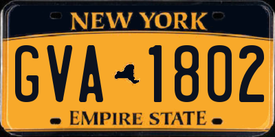 NY license plate GVA1802