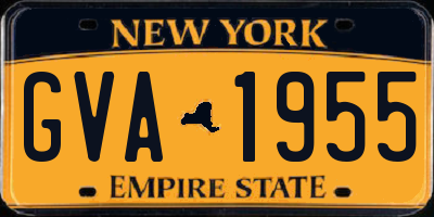NY license plate GVA1955