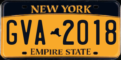 NY license plate GVA2018