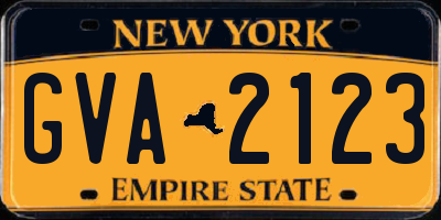 NY license plate GVA2123