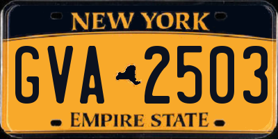 NY license plate GVA2503