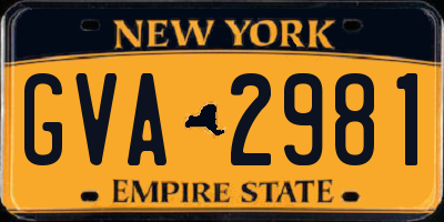 NY license plate GVA2981