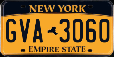 NY license plate GVA3060