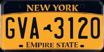 NY license plate GVA3120