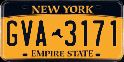 NY license plate GVA3171