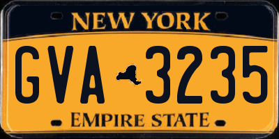 NY license plate GVA3235