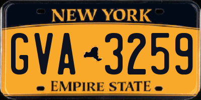 NY license plate GVA3259