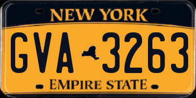 NY license plate GVA3263