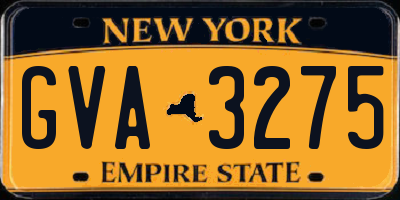 NY license plate GVA3275