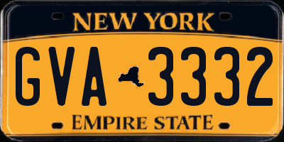 NY license plate GVA3332