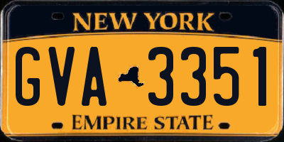 NY license plate GVA3351