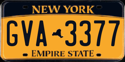 NY license plate GVA3377