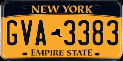 NY license plate GVA3383