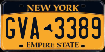 NY license plate GVA3389