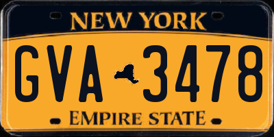 NY license plate GVA3478