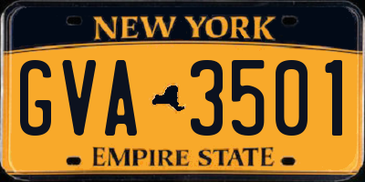 NY license plate GVA3501