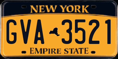 NY license plate GVA3521