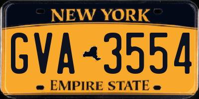 NY license plate GVA3554
