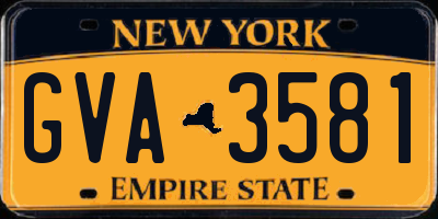 NY license plate GVA3581