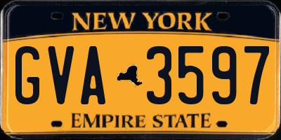 NY license plate GVA3597