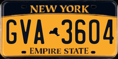 NY license plate GVA3604