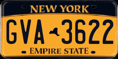 NY license plate GVA3622