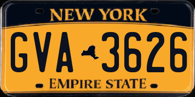 NY license plate GVA3626