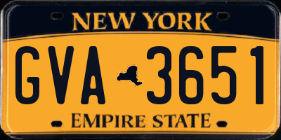 NY license plate GVA3651
