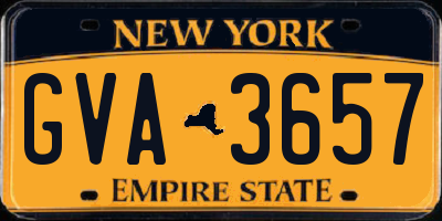NY license plate GVA3657