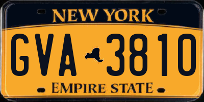 NY license plate GVA3810