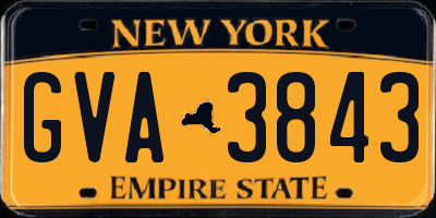 NY license plate GVA3843