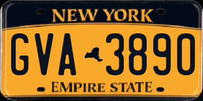 NY license plate GVA3890